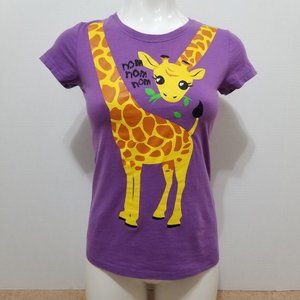 Time 2 Shine top Large 10/12 glittery giraffe eating leaves nom graphic novelty